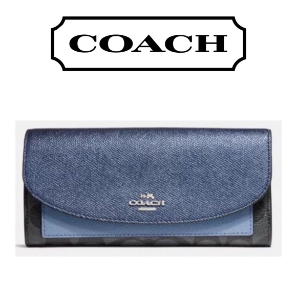 Coach Handbags - 🔥1 DAY SALE🔥🆕👛Metallic Navy Leather ColorBlock